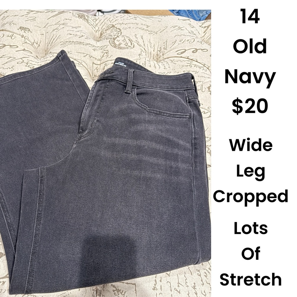 Old Navy Wide-Leg Cropped Jeans - Charcoal